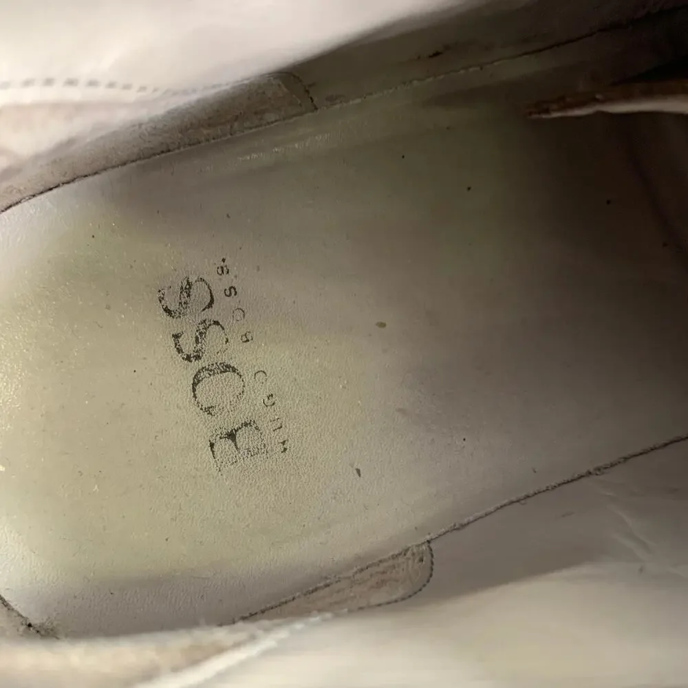 HUGO BOSS Size 8.5 Tan Khaki Leather Square Toe Lace Up Shoes